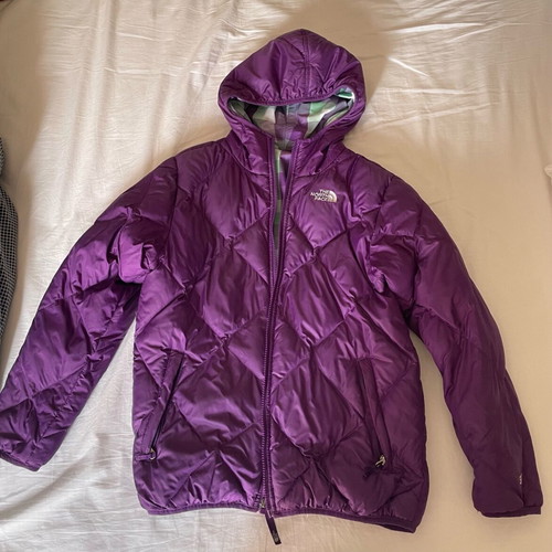 The North Face reversible jacket like new, green and purple, size S