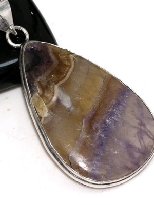 Fluorite Pendant Necklace Silver Plated New
