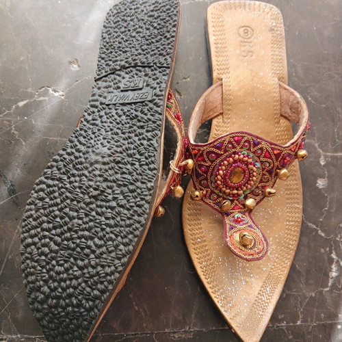 Easy-Walk Ethnic Sandals with Beads Size 38 New