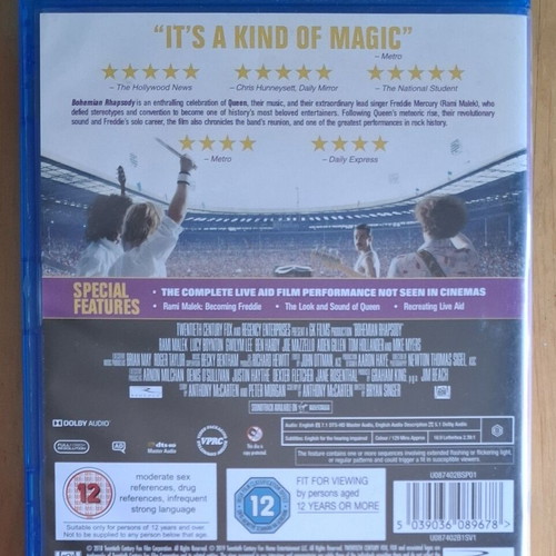 Bohemian Rhapsody Blu-ray, biography, region free, subtitles