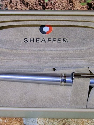 Sheaffer Prelude White Dot ballpoint pen in chrome, like new, boxed