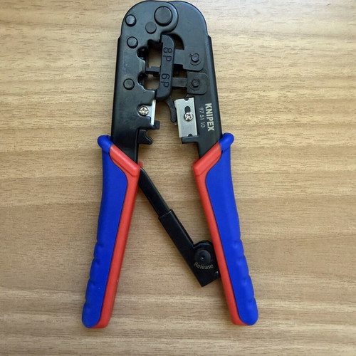 Knipex Network Connector Crimping Tool with Stripper and Ratchet Mechanism
