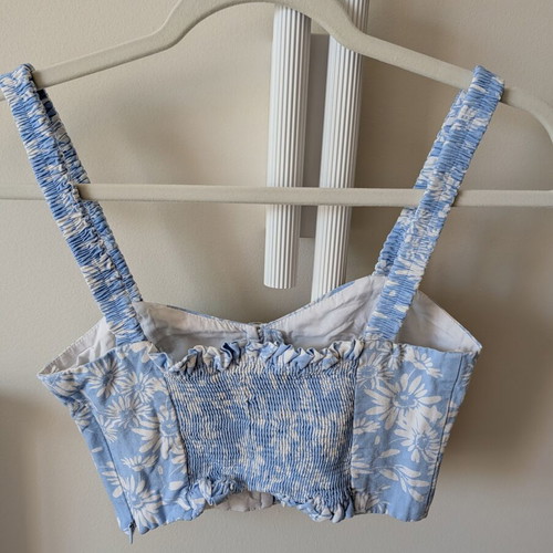 Zara floral crop top like new, size XS, white and turquoise