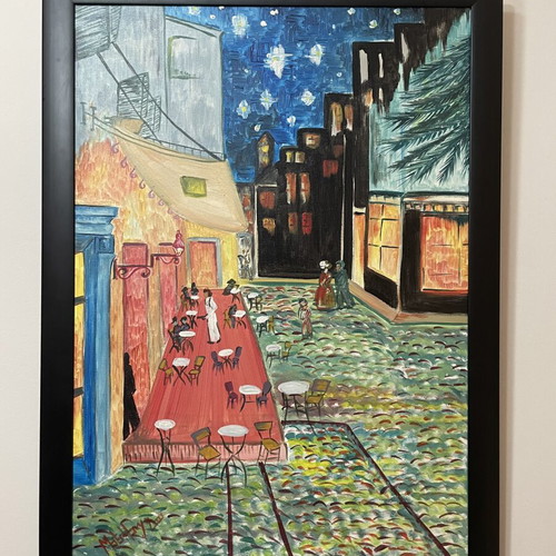 Painting inspired by Vincent van Gogh with artist signature, like new