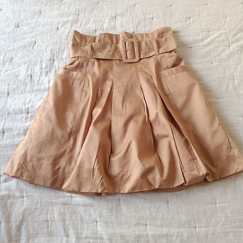 H&M High-Waisted Balloon Skirt with Belt and Pockets like new, beige