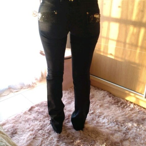 Roberto Cavalli denim pants like new with rhinestone details, size S