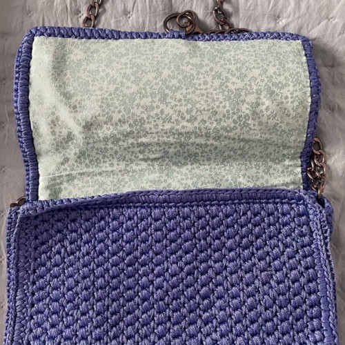 Knitted shoulder bag new, handmade, blue