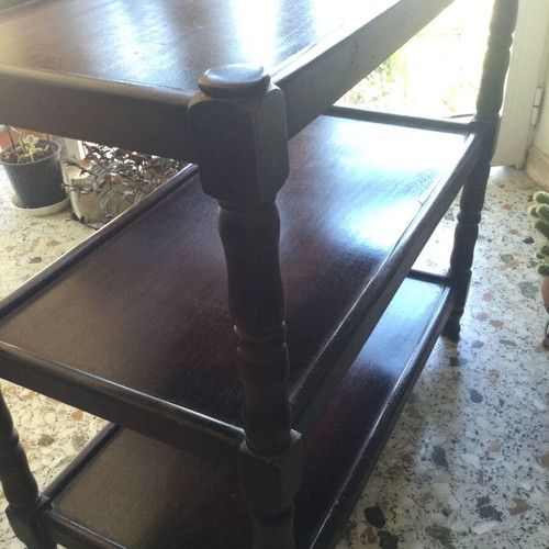 Vintage television stand used, solid walnut, 1970s