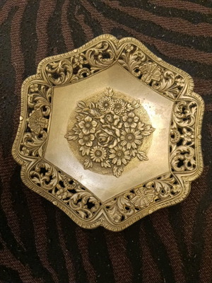 Vintage silver-plated brass decorative bowl used 14 cm