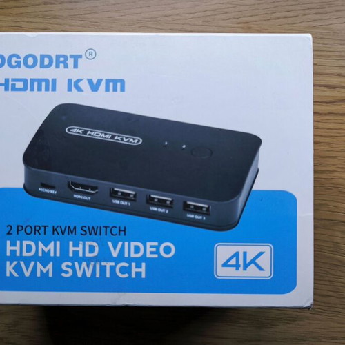 HDMI KVM Switch 4K 30Hz for 2 Computers with USB and 2 Cables