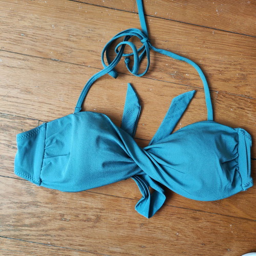 H&M Bikini Set Petrol / Emerald with Strapless Top & Slip with Rings (Size S / 36)