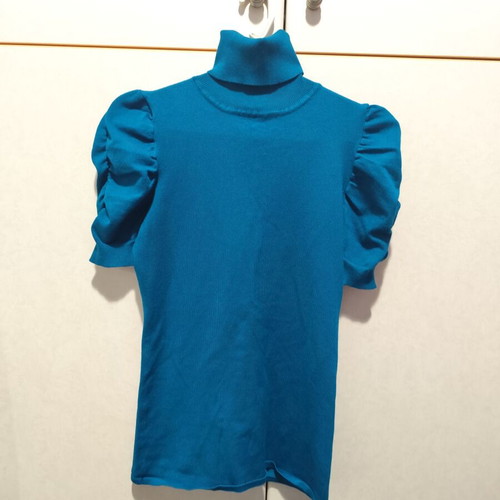 Petrol Turtleneck Blouse Like New With Puffy Sleeves Size M
