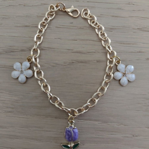 Bracelet white purple with tulip new