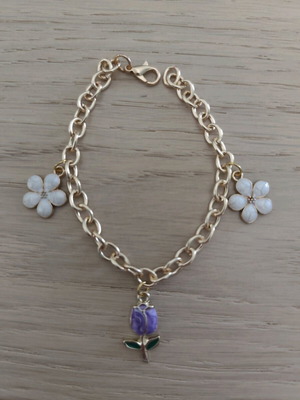 Bracelet white purple with tulip new