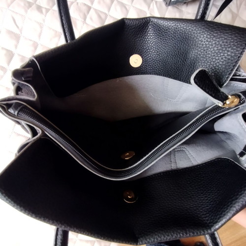 Onyx bag new black leather with short and long removable strap