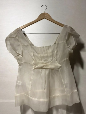 Silk blouse like new, white and beige