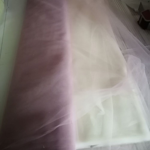 Tulle fabrics new, two pieces, purple and white shade, 40 meters