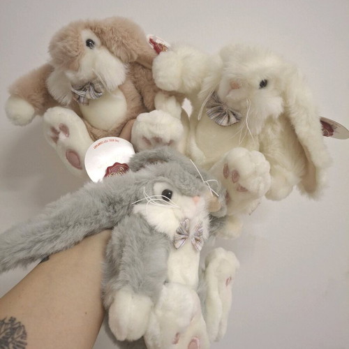 Small Bunny Rabbit Vintage Plush Toy Set of 3 by KEEL new with tags