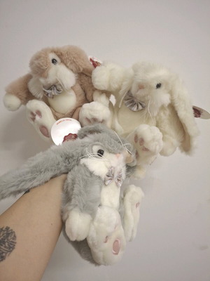 Small Bunny Rabbit Vintage Plush Toy Set of 3 by KEEL new with tags