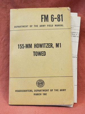 155-MM Howitzer M1 Towed USA Εγχειρίδιο 1962 Αμεταχείριστο