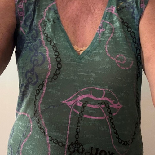 Custo Barcelona sleeveless long thin hoodie blouse like new, green multicolor