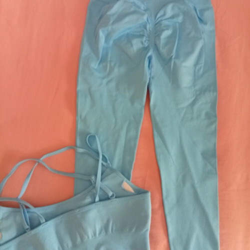Sports set leggings and top turquoise, new, size M-L