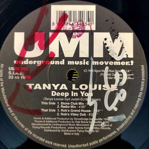 Tanya Louise Deep In You 12'' Vinyl Maxi Single used, electronic