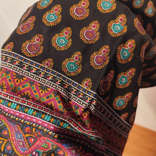 Boho cotton pants with paisley print, US 8 Medium