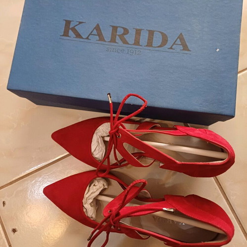 Karida heels like new, red suede leather, 9 cm heel, size 39