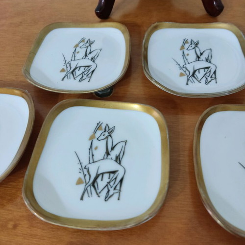 Bavaria porcelain dessert set used, vintage design