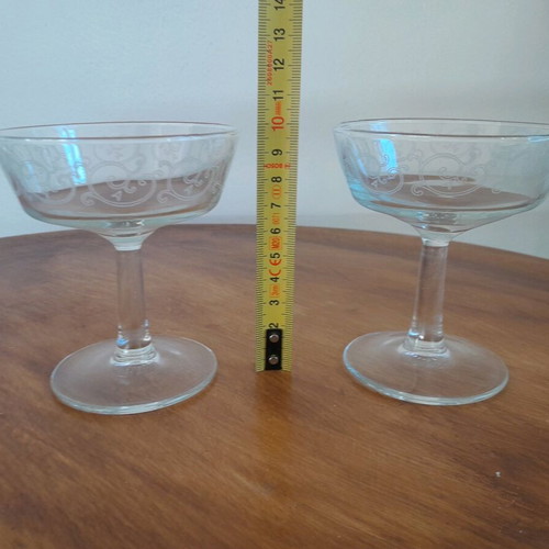 Crystal glasses vintage for liqueur/cognac 7 pieces with embossed designs