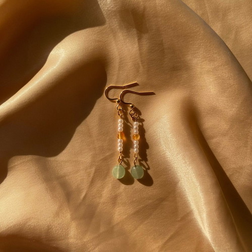 Handmade steel dangle earrings with natural semi-precious stones made to order