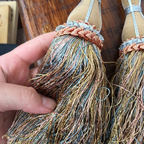 Curtain tassel vintage like new, set of 2, light blue and orange