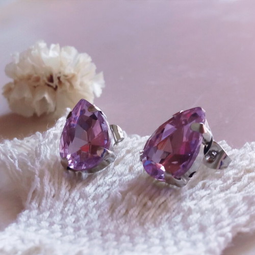 Earrings with colorful crystals, silver color, new