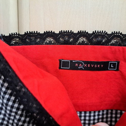 Raxevsky women's top new, black and red floral lace