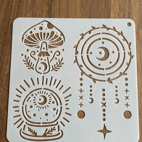 Mystical Boho stencil set of 4, reusable plastic