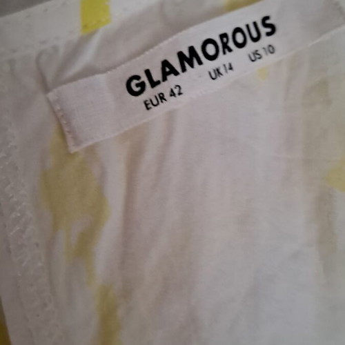 Dress UK Glamorous like new, cotton, size L-XL, white and yellow