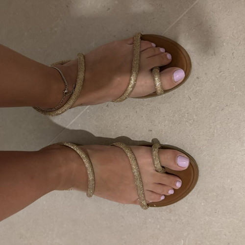 Gizel leather sandals, gold, size 40