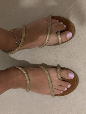 Gizel leather sandals, gold, size 40