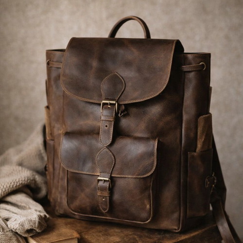 Handmade backpack new from genuine leather Greek craftsmanship brown