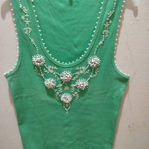 Lussile top with beads used, green, size L