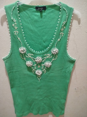 Lussile top with beads used, green, size L
