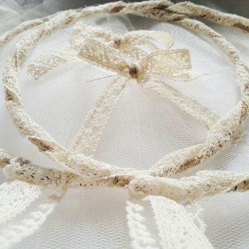 Handmade wedding crowns new steel with jute and lace