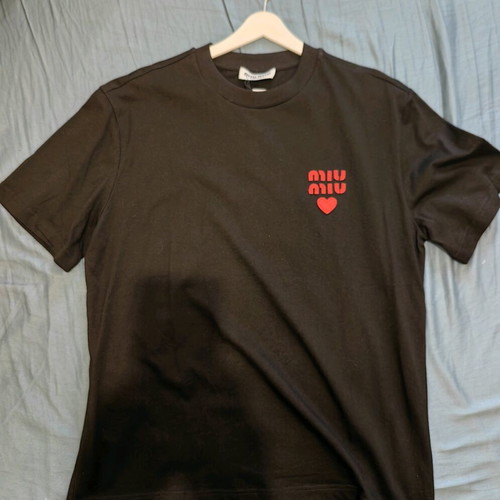 Miu T-shirt new black with red print, size S