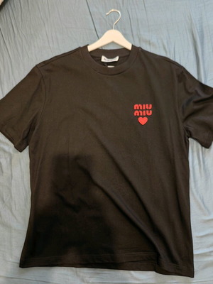 Miu T-shirt new black with red print, size S