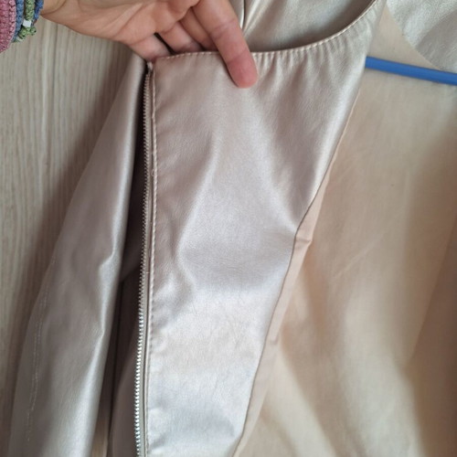 Miss Evita faux leather jacket size 10, gold beige
