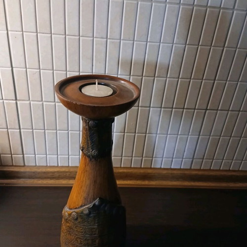 Wooden ethnic decorative candlestick like new