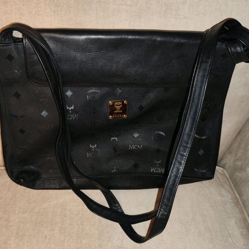 MCM shoulder bag used, black, with multiple compartments