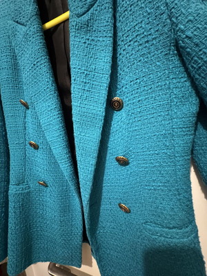 Zara turquoise blue tweed blazer used but like new