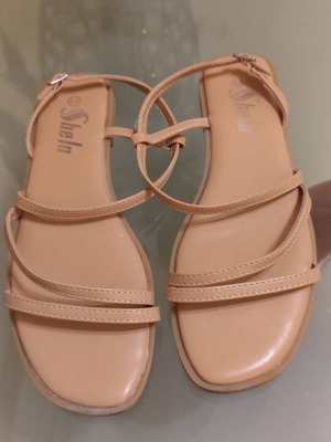 Shein beige flat sandals size 39 like new with soft sole